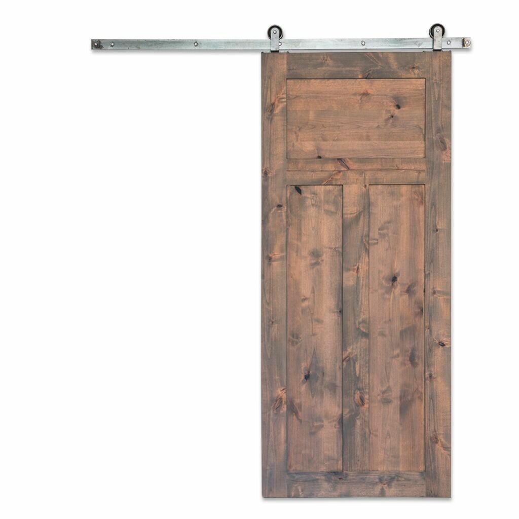 Paneled Wood Craftsman Sliding Barn Door Without Installation Hardware Kit