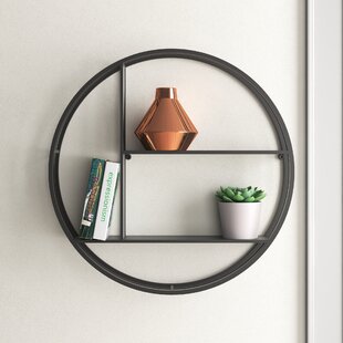 Wisfor Circle Wall Shelf Floating Shelves Wall Mounted Round Shelf Wood and Metal Wall Shelf 3 Tier Wall Display Shelves Storage Organiser for Living Room Bedroom Office Kitchen