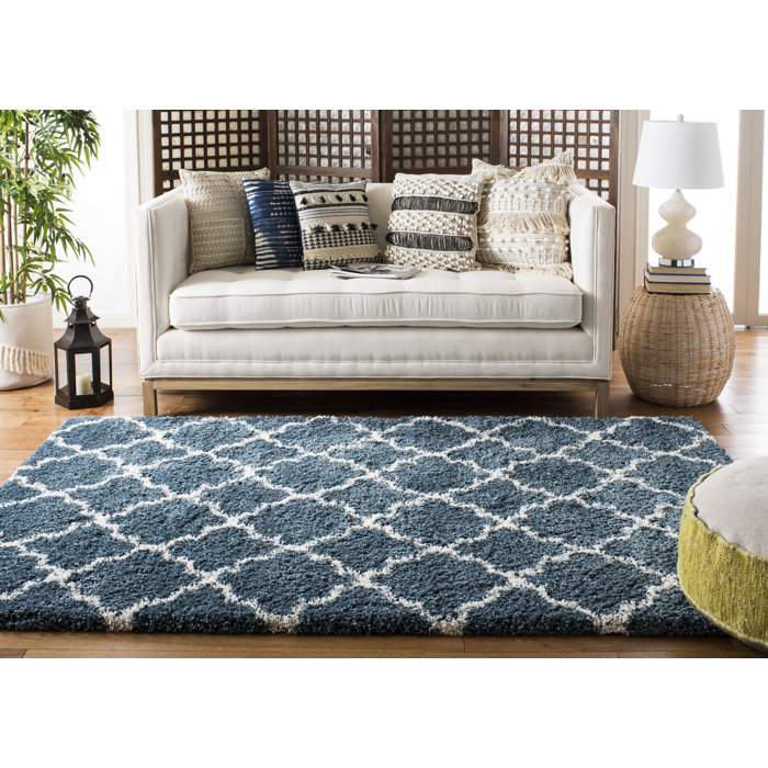 Charlton Home Melvin Geometric Slate Blue Area Rug Reviews