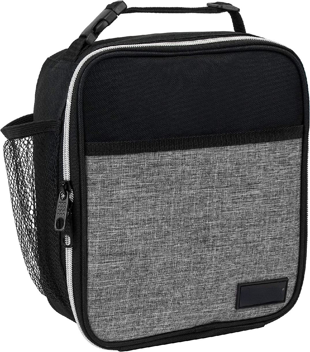 Gray Cooling Insulated School Lunch Bag Box 