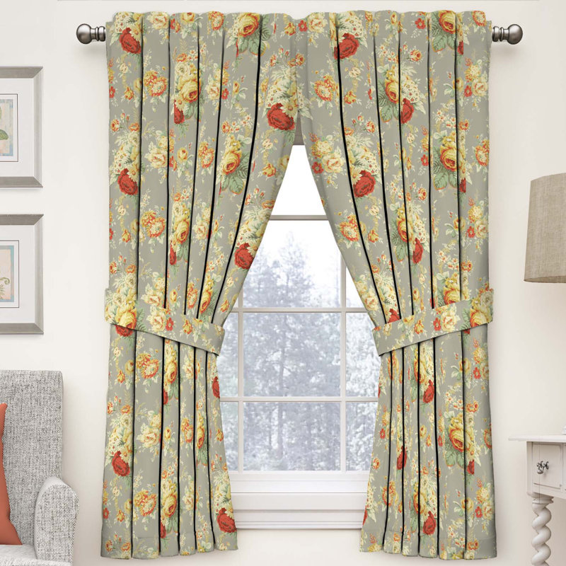 Waverly Sanctuary Rose Nature Floral Semi Sheer Rod Pocket Single