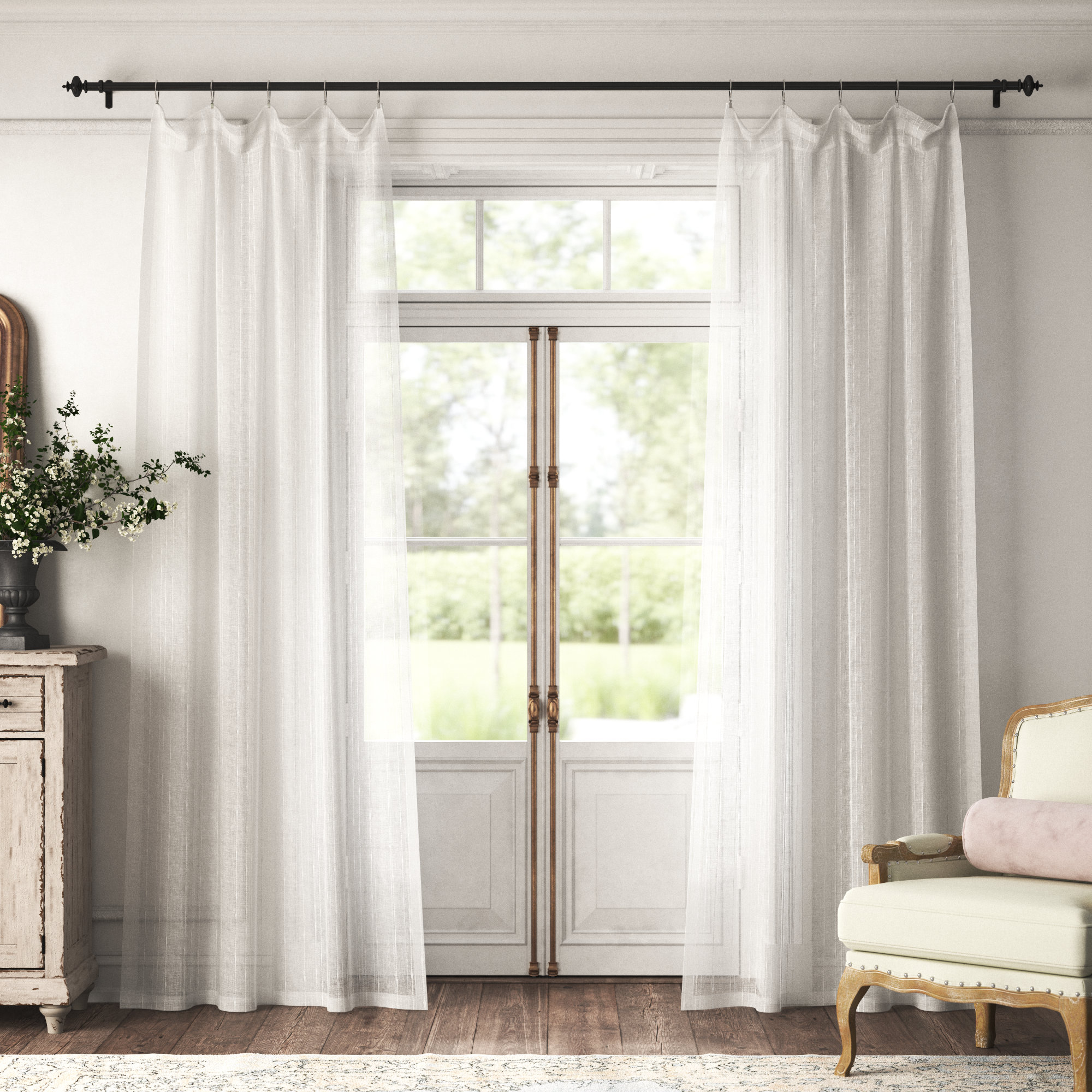 Kelly Clarkson Home Drum Striped Sheer Rod Pocket Single Curtain Panel Reviews Wayfair