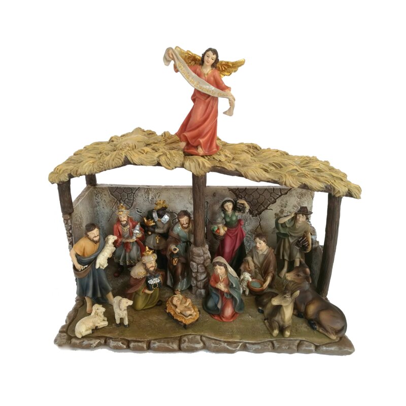 16 Piece Complete Scene with Shed Nativity Set
