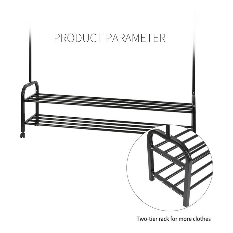 Rebrilliant Kinnison 59 W Heavy Duty Clothes Hanger Rack Wayfair