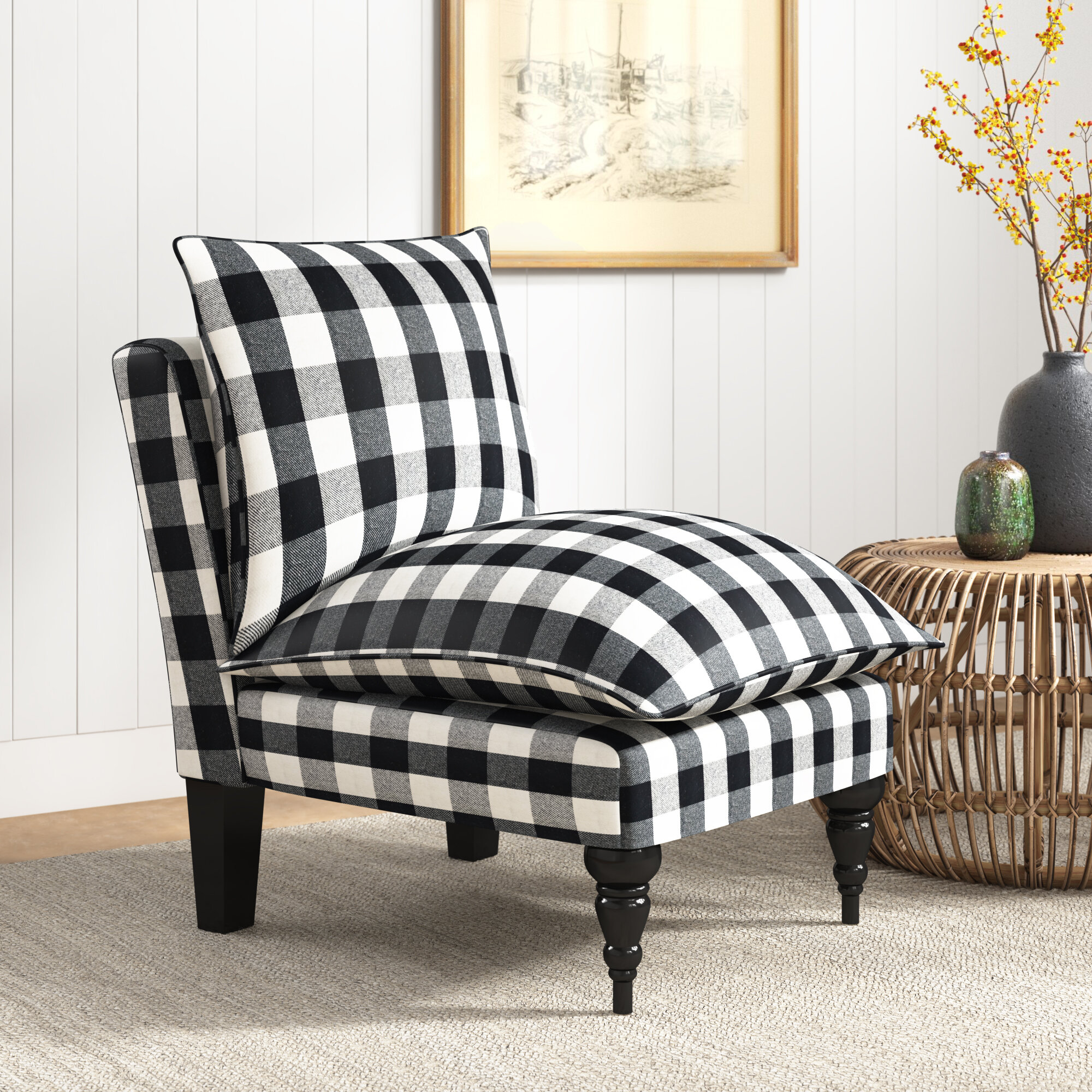 plaid slipper chair