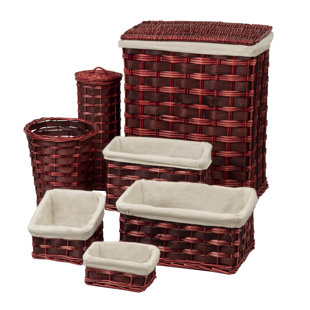 Go to store & view more images Honey Can Do 7 Piece Wicker Laundry Hamper and Waste Basket Set