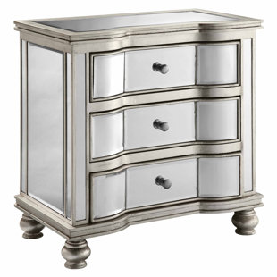 Hayworth Mirrored Silver Chest Wayfair Cerie 3 Drawer Mirrored Chest In Antique Silver