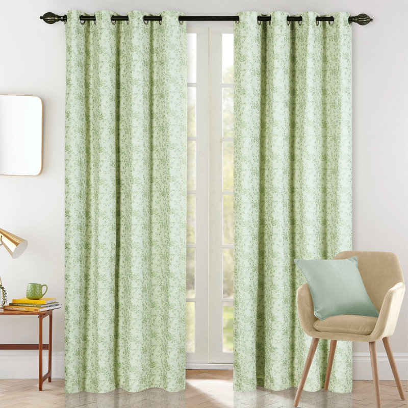 Rosalind Wheeler Linen Floral Room Darkening Grommet Curtain Panels Wayfair