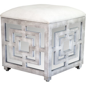 Reena Mirrored Cube Ottoman by Stateme..