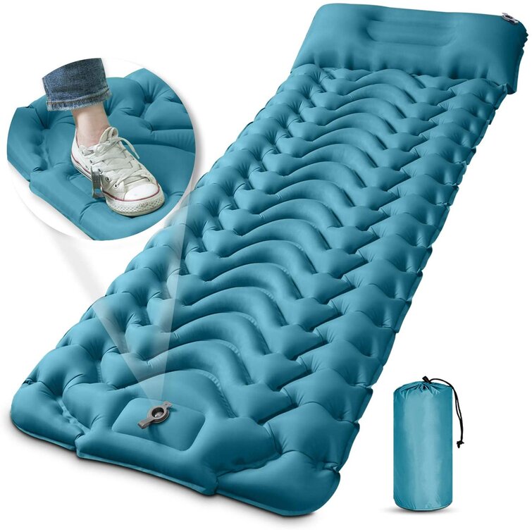 Inflatable Sleeping Mat Camping Air Pad Ultralight Roll Bed Mattress With Pillow 