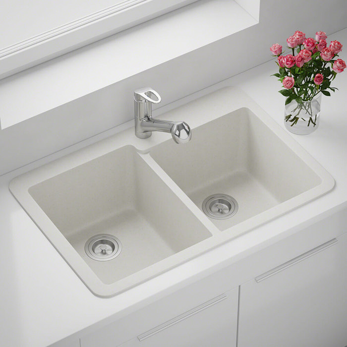 Granite Composite 33 L X 22 W Double Basin Drop In Kitchen Sink Granite Composite 33 L X 22 W Double Basin Drop In Kitchen Sink