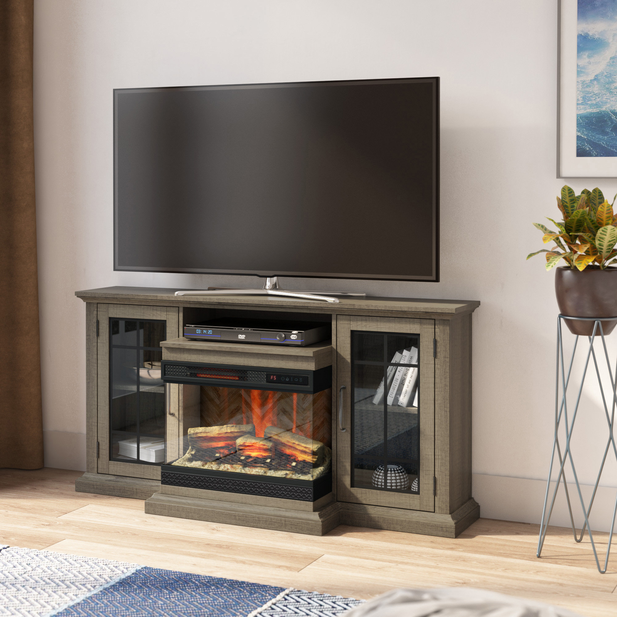 65 tv stand with electric fireplace