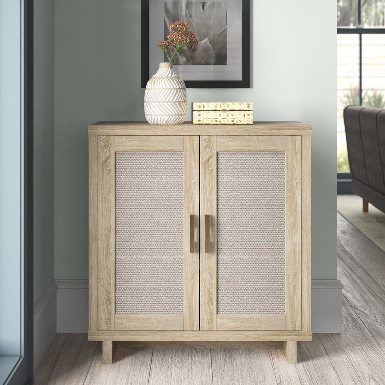 2-Door Storage Cabinet White Coastal Accent Furniture Living Room Shelf Organize 