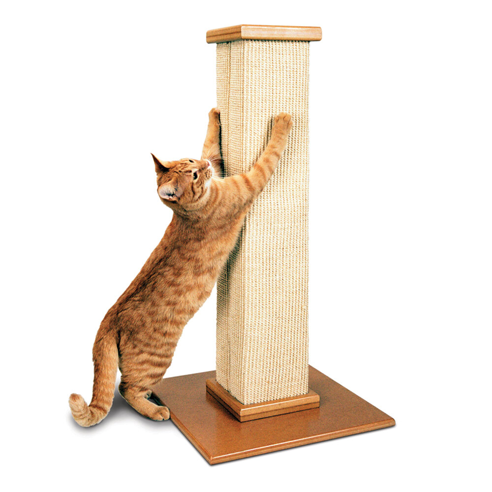 Grey Sisal Nailed It Premium Natural Woven Sisal Cat Scratching Post and Perch Cat Scratcher Cat Tower 