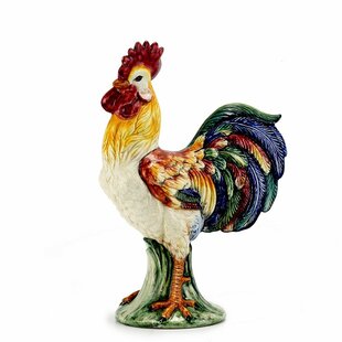 Rooster Scrubby Holder Ceramic Country Red Yellow White Green 
