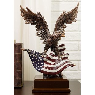 Bald Eagle Perching on Cliff Bronze Electroplated Figurine Picture Frame Decor 