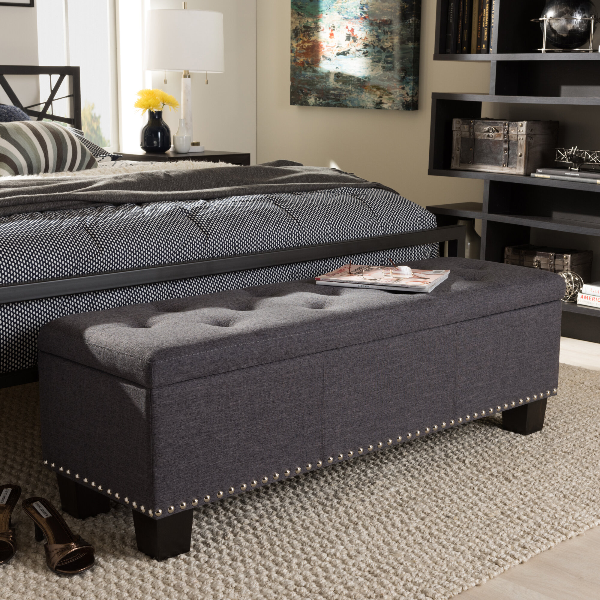 Ouzts Upholstered Flip Top Storage Bench