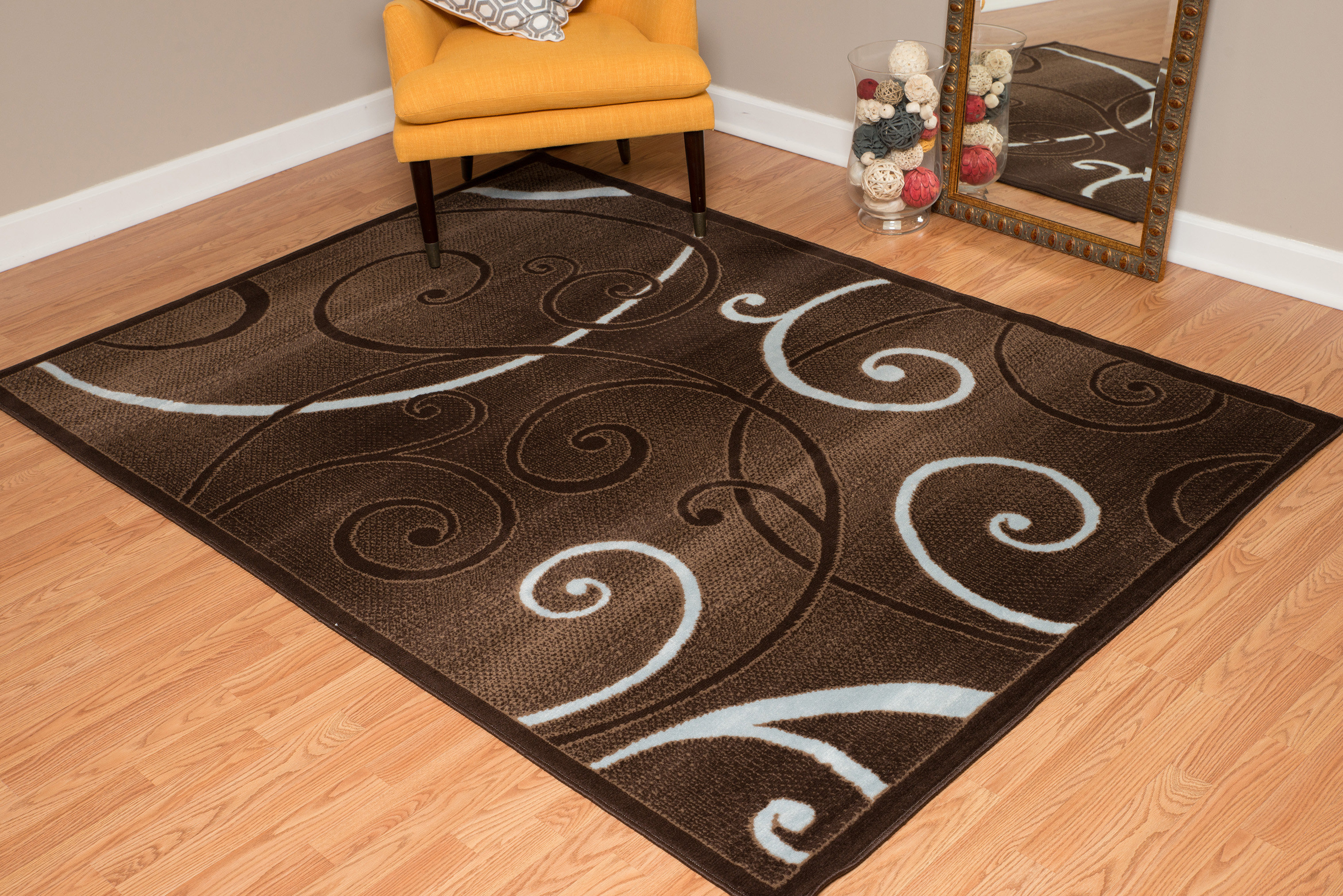 Winston Porter Baier Abstract Light Blue Light Brown Dark Brown Area Rug Reviews Wayfair