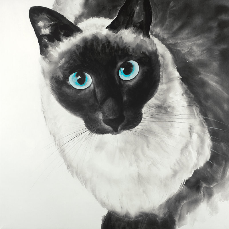 Winston Porter Eyes Siamese Cat Oil Painting Print On Wrapped