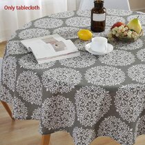 Round Stripe Table Cover Nordic Twill Floral Tablecloth Washable Dining Decorative for Holiday Home Christmas Party Picnic Gray Table Cloth 