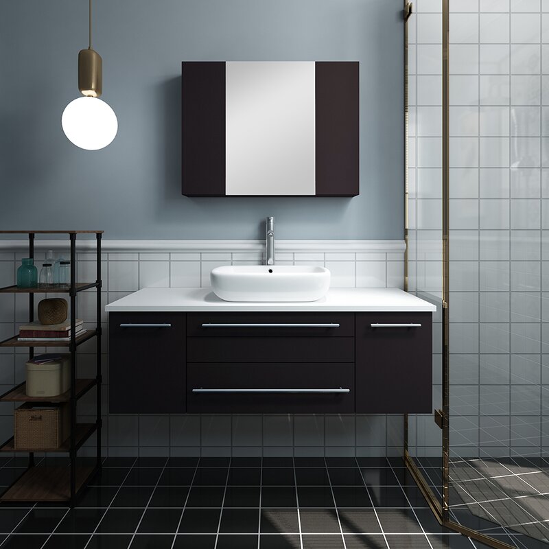 Lucera 48 Wall Hung Vessel Sink Single Bathroom Vanity