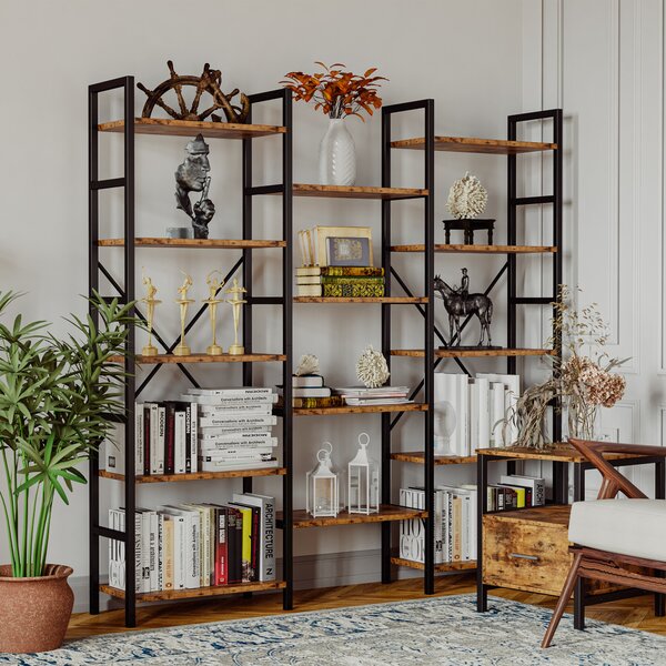 Black Bookcase for Home Office Display Decor Solid and Stable 6 Tier Bookshelf 