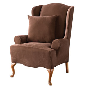 Stretch Pique T-Cushion Wingback Slipcover