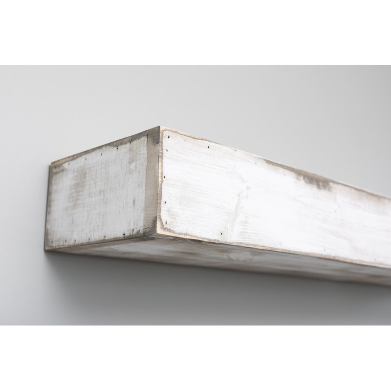 Three Posts Yisroel Floating Shelf In Shabby White Gray Solid Wood Handmade Rustic Style Wall Shelf Reviews Wayfair