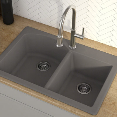 Kraus Forteza 33 Inch X 22 Inch Double Basin Drop In Kitchen Sink