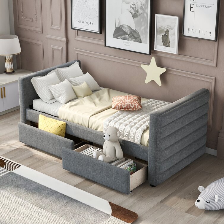 Details about   Twin/Full Size Daybed Bed Full Platform Bed Wood Bed Frame Guest Bed White/Gray 