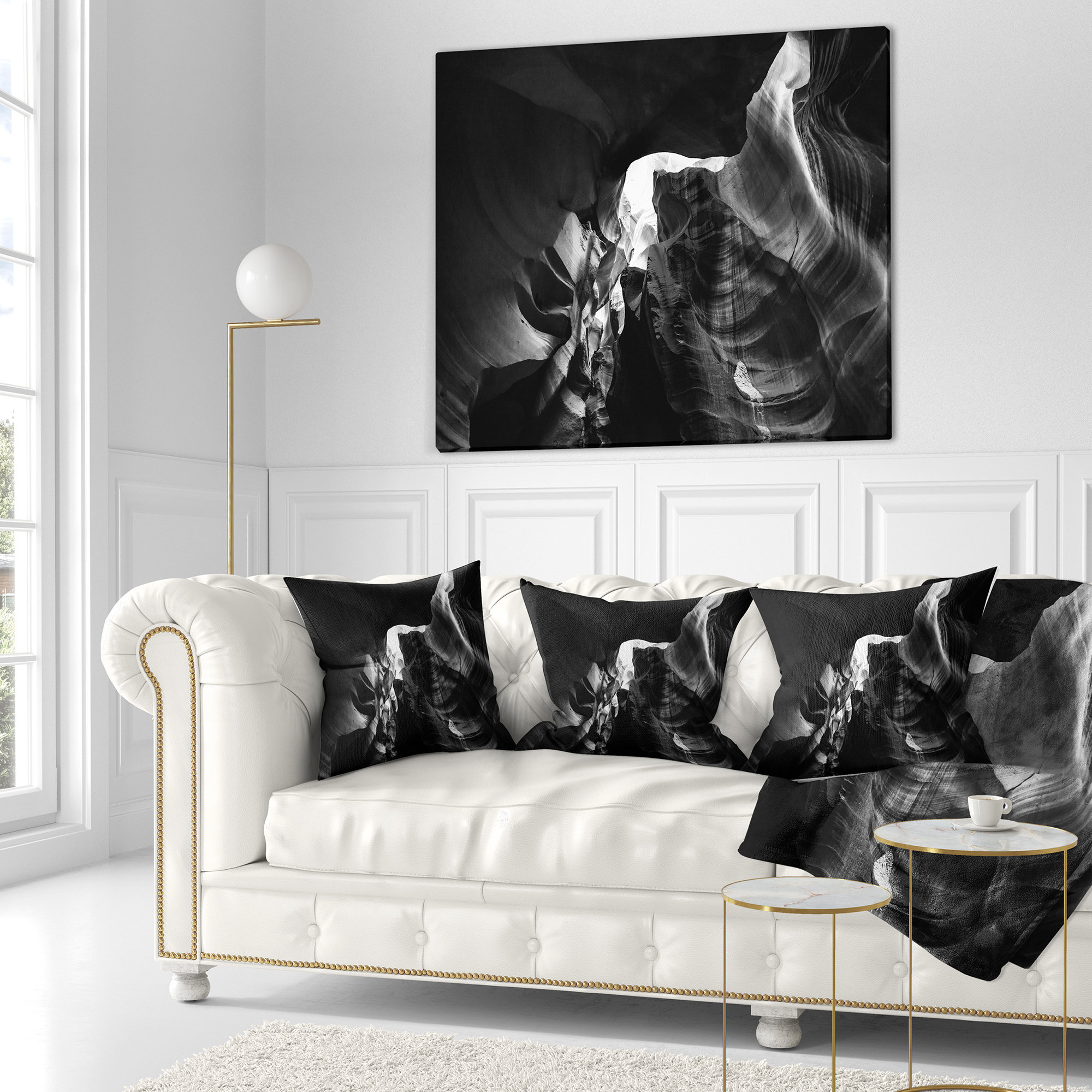 East Urban Home Designart Black And White Antelope Canyon