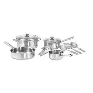 Cook and Strain 3-Ply Stainless Steel 10 Piece Cookware Set