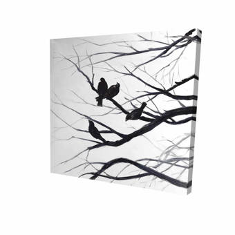 Millwood Pines Birds And Branches Silhouette Oil Painting Print