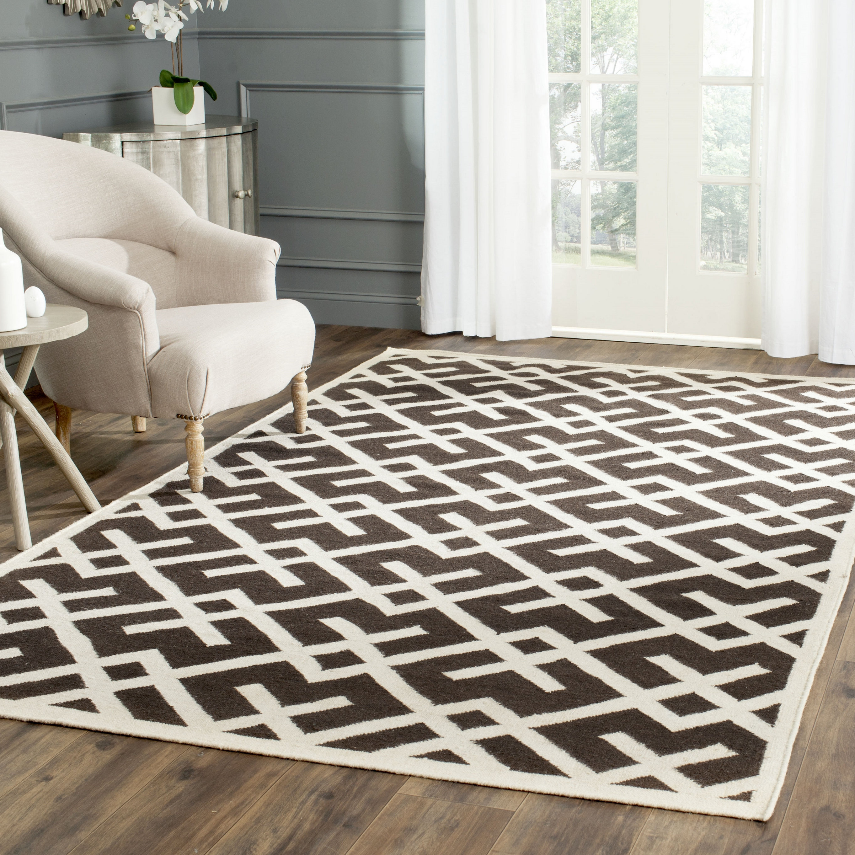 George Oliver Fung Handwoven Flatweave Wool Brown Ivory Area Rug Reviews Wayfair