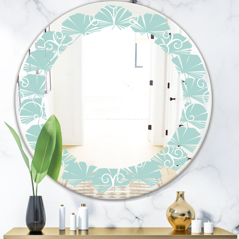 East Urban Home Leaves Minimal Ornament Cottage Americana Frameless Wall Mirror
