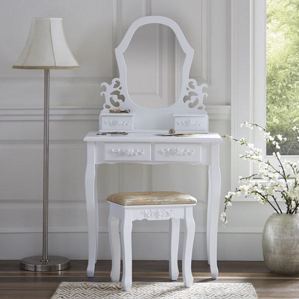Fleur De Lis Living Demello Antique Vanity Set With Mirror & Reviews Fleur De Lis Living Demello Antique Vanity Set with Mirror & Reviews | Wayfair - Fleur De Lis Living Demello Antique Vanity Set With Mirror & Reviews