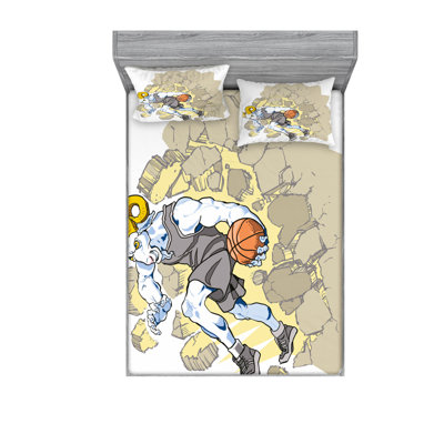 Farmville Bighorn Sheep Animal Basketball Sheet Set East Urban Home Size FullDouble