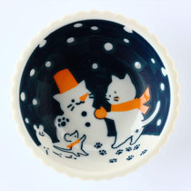 Japanese 3.5"D Design Changing Soy Sauce Sushi Dipping Dish Curling Up Lucky Cat