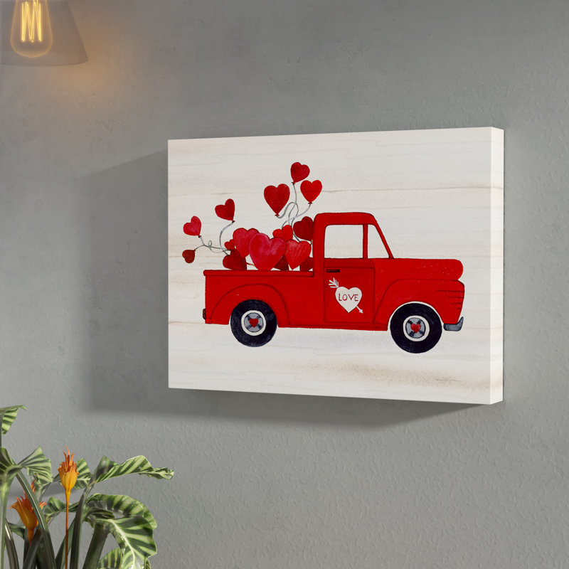 Winston Porter Rustic Valentine Truck Watercolor Wrapped