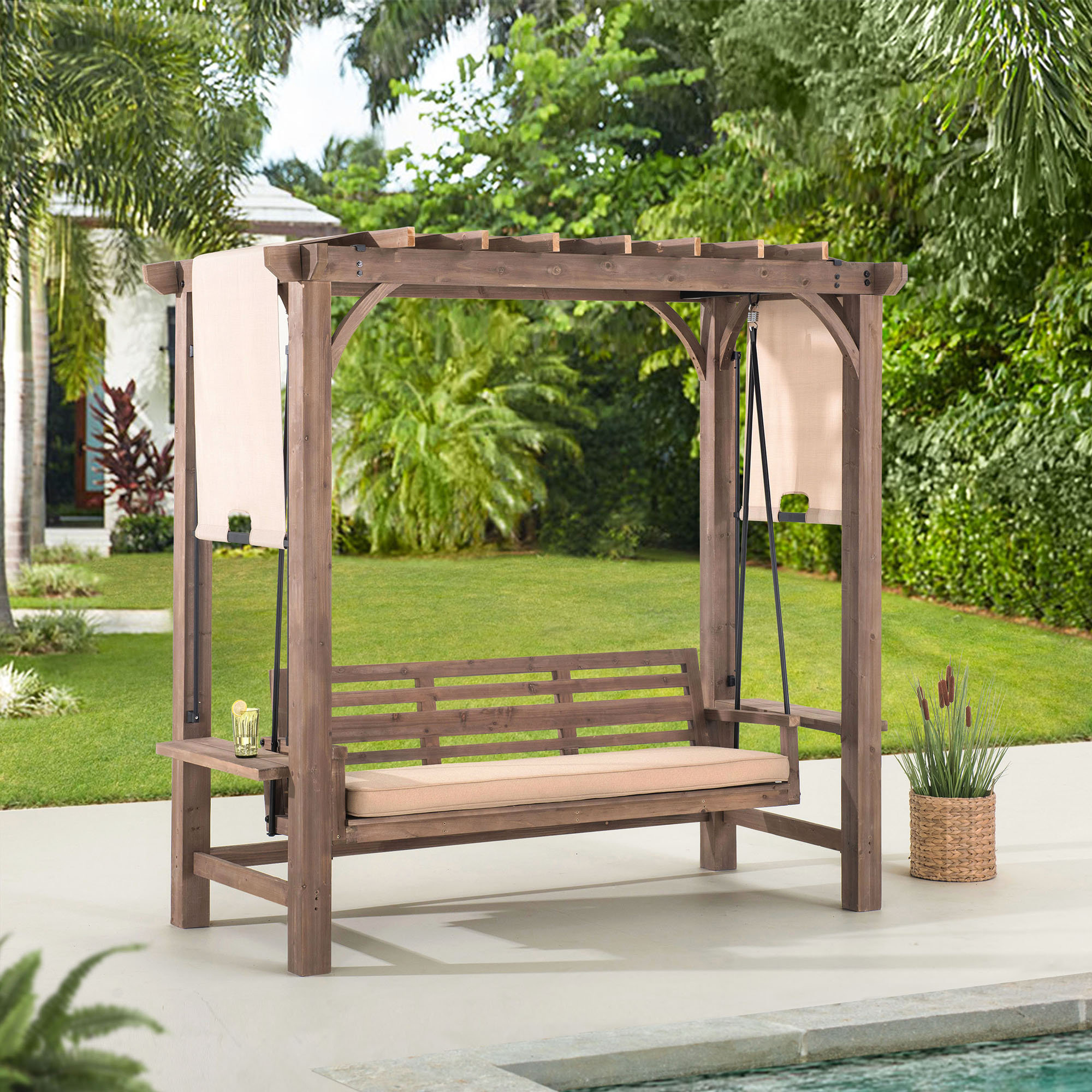 garden swing with pergola