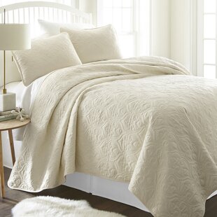 Threshold Details about   King 4pc Fairlawn Solid Quilt Set Ivory 