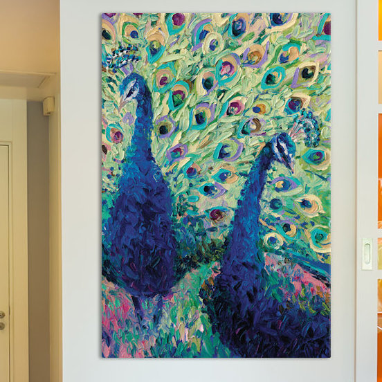 Bungalow Rose Iris Scott Gemini Peacock Painting Print On Wrapped Canvas Reviews Wayfair