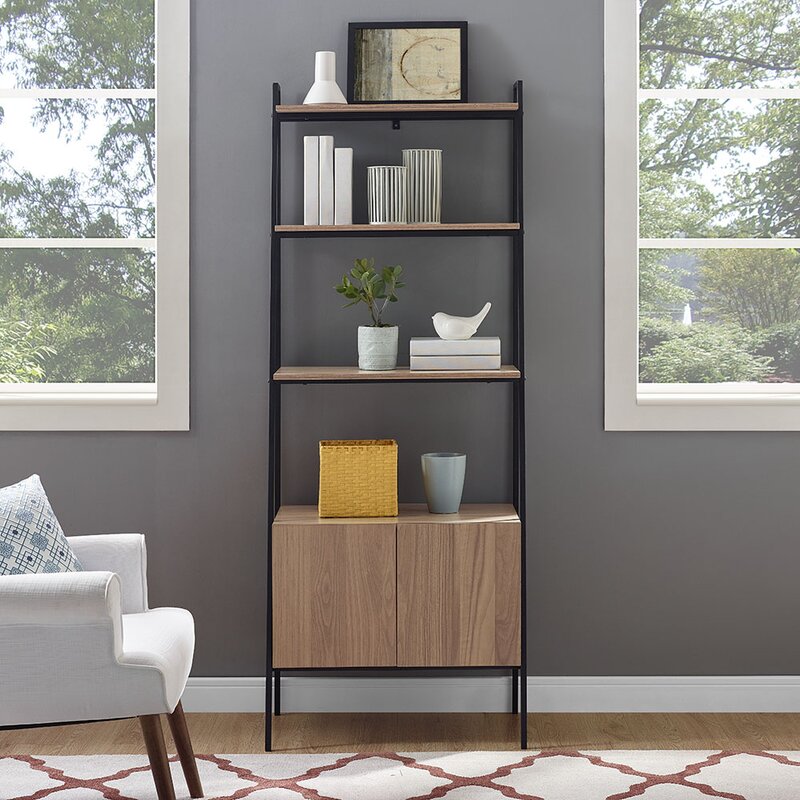 Modern Metal Ladder Bookcase for Large Space