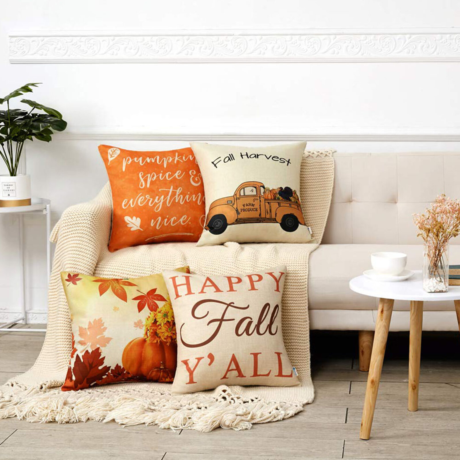 18' Halloween Pumpkin Linen Pillow Case Sofa Waist Cushion Covers Home Decor_US 