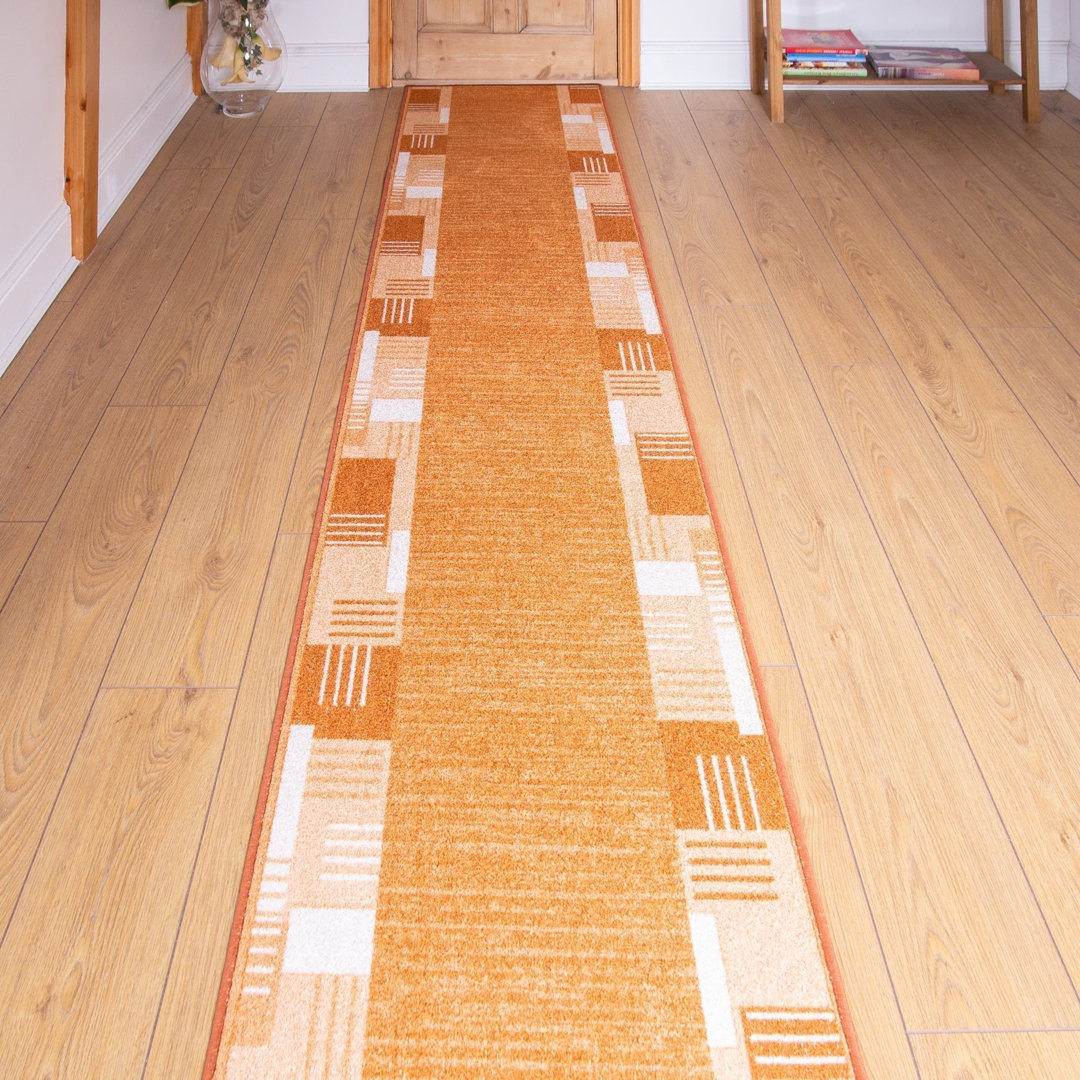 Bale Looped/Hooked Terracotta Hallway Runner Rug
