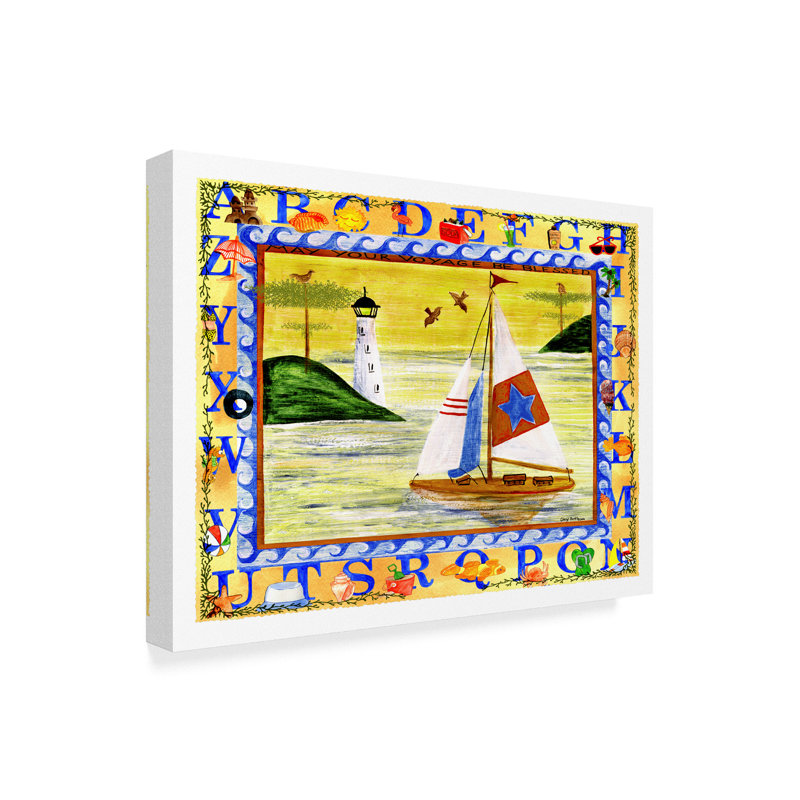 Winston Porter Sailboat Sunset Alphabet Beach Acrylic Painting