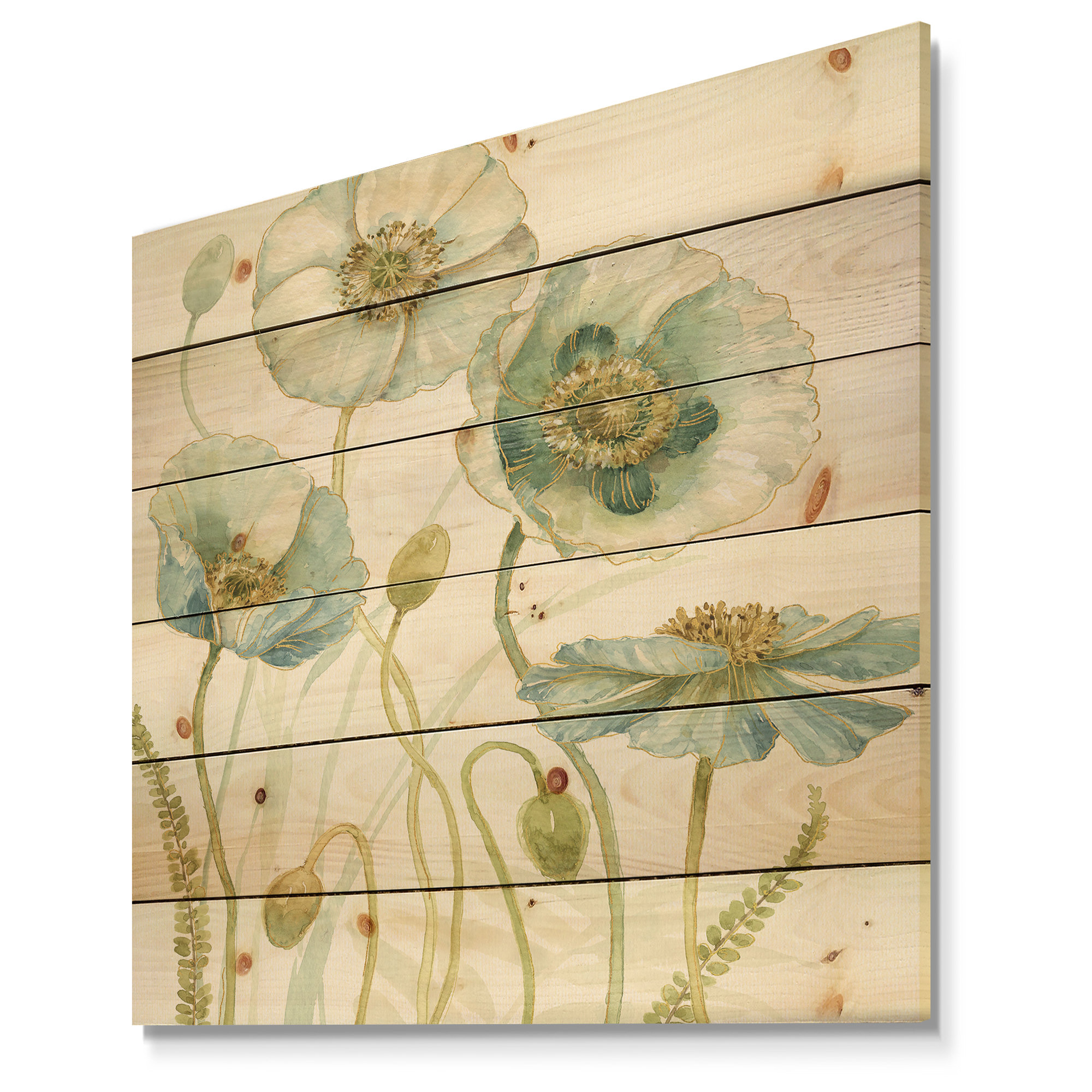East Urban Home Farmhouse Cottage Flowers Drawing I Print On Wood Wayfair