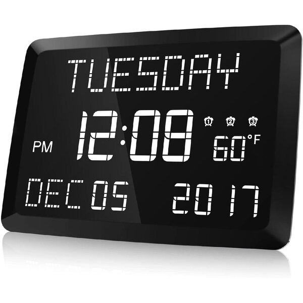 Jumbo Digital Led Wall Clock Multifunction Large Calendar Alarm Thermometer 
