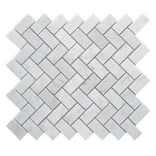 Herringbone White Cream Tile You Ll Love Wayfair Carrara Honed Herringbone 1 X 2 Marble Mosaic Tile In White