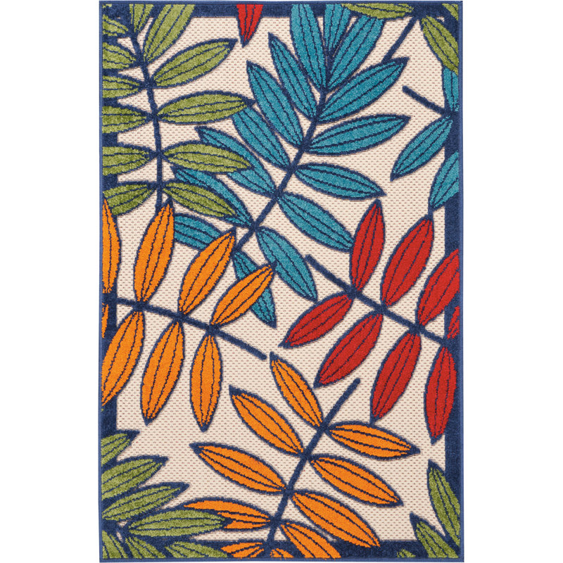 Beachcrest Home Farley Floral Green Blue Indoor Outdoor Area Rug Reviews Wayfair